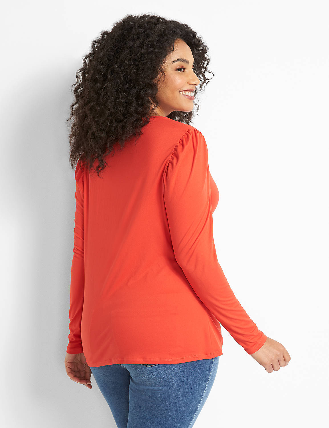 Long Sleeve High Crew With Rouching and Pleating 1122623:PANTONE Grenadine:14/16 Product Image 2