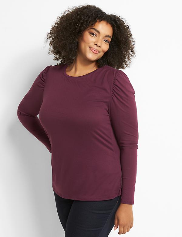 Crew Neck Side-Ruched Tee