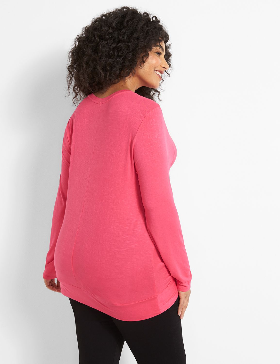 Long Sleeve Crew Neck Illusion Top 1122512:PANTONE Cabaret:10/12 Product Image 2