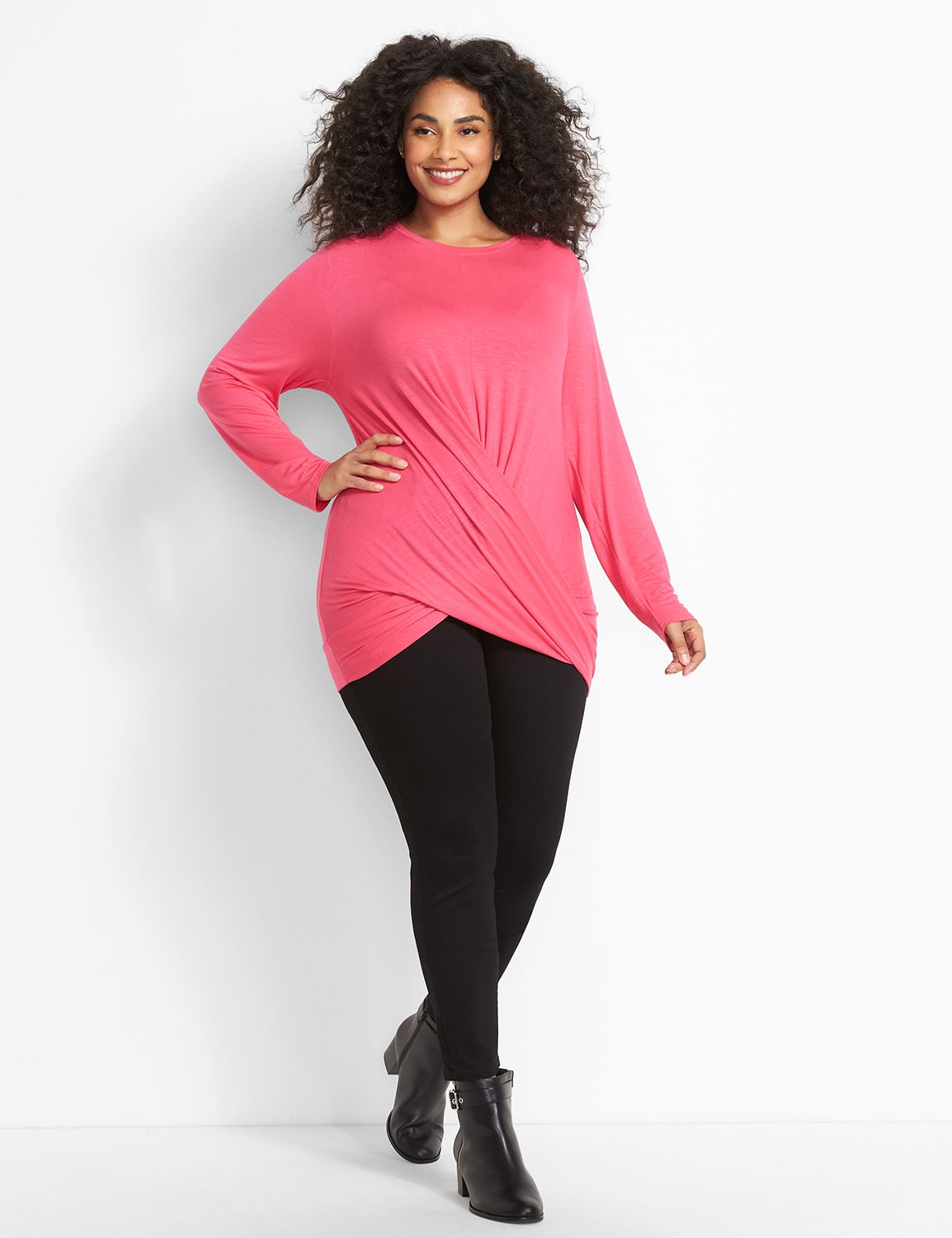 LONG SLEEVE PRINTED ILLUSION TOP main image 0