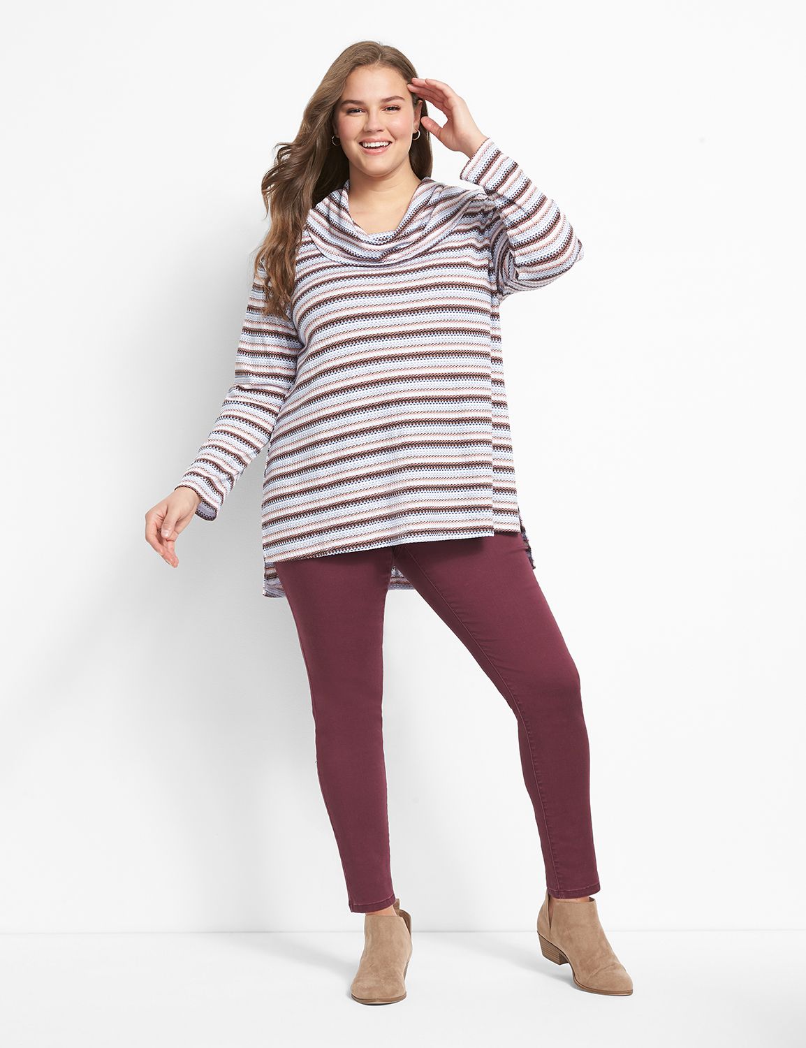 Long Sleeve Cowl Neck Novelty Step Product Image 3