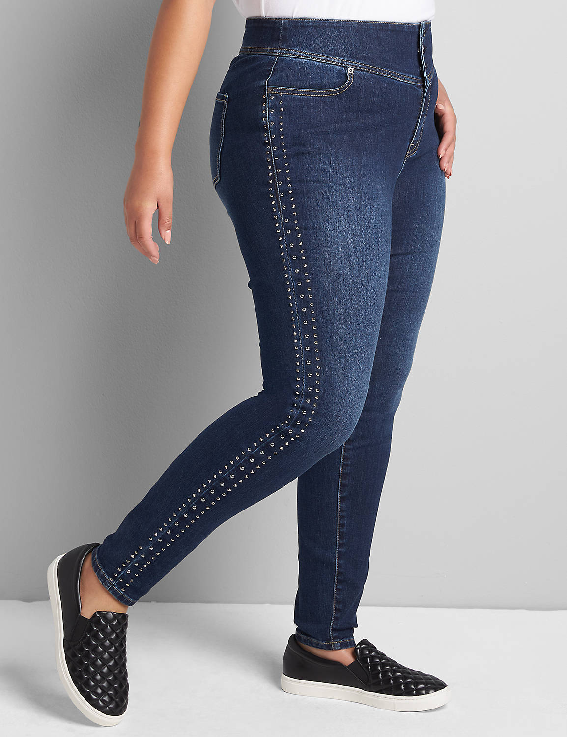 High-Rise 3-Button Jegging - Dark Wash Product Image 1