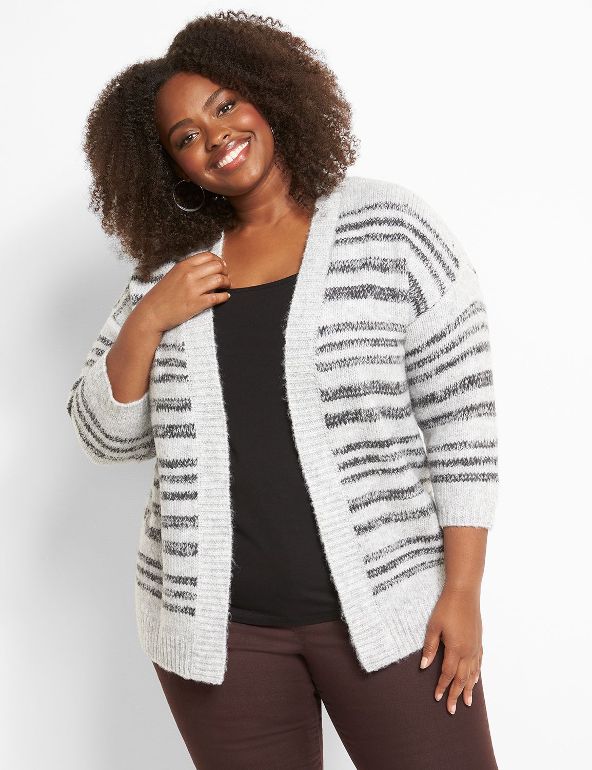 Striped open shop front cardigan