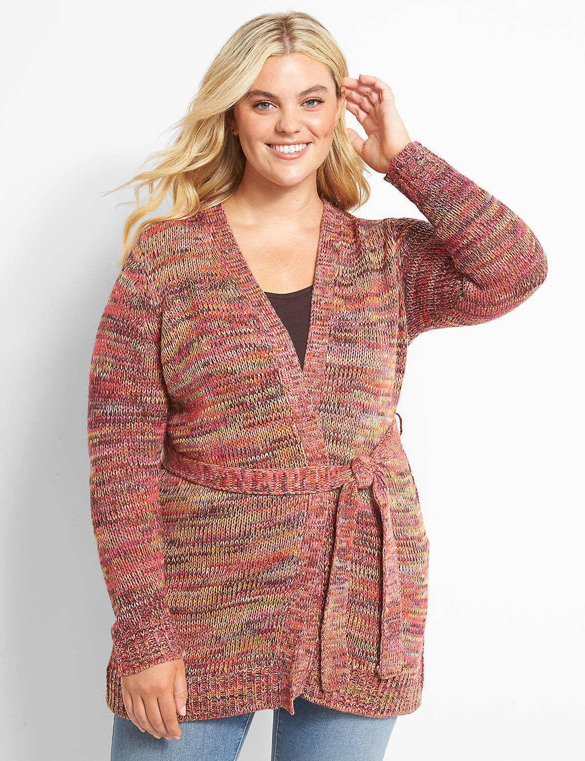 Belted Open Cardigan Product Image 1