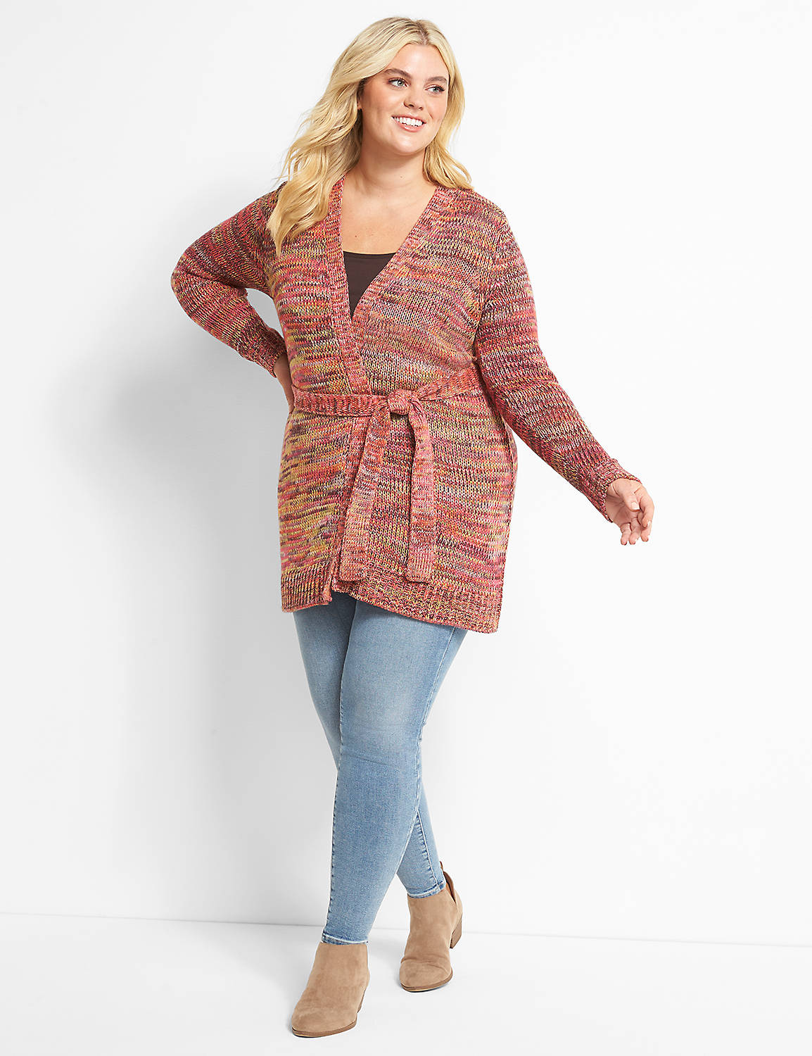 Belted Open Cardigan Product Image 3