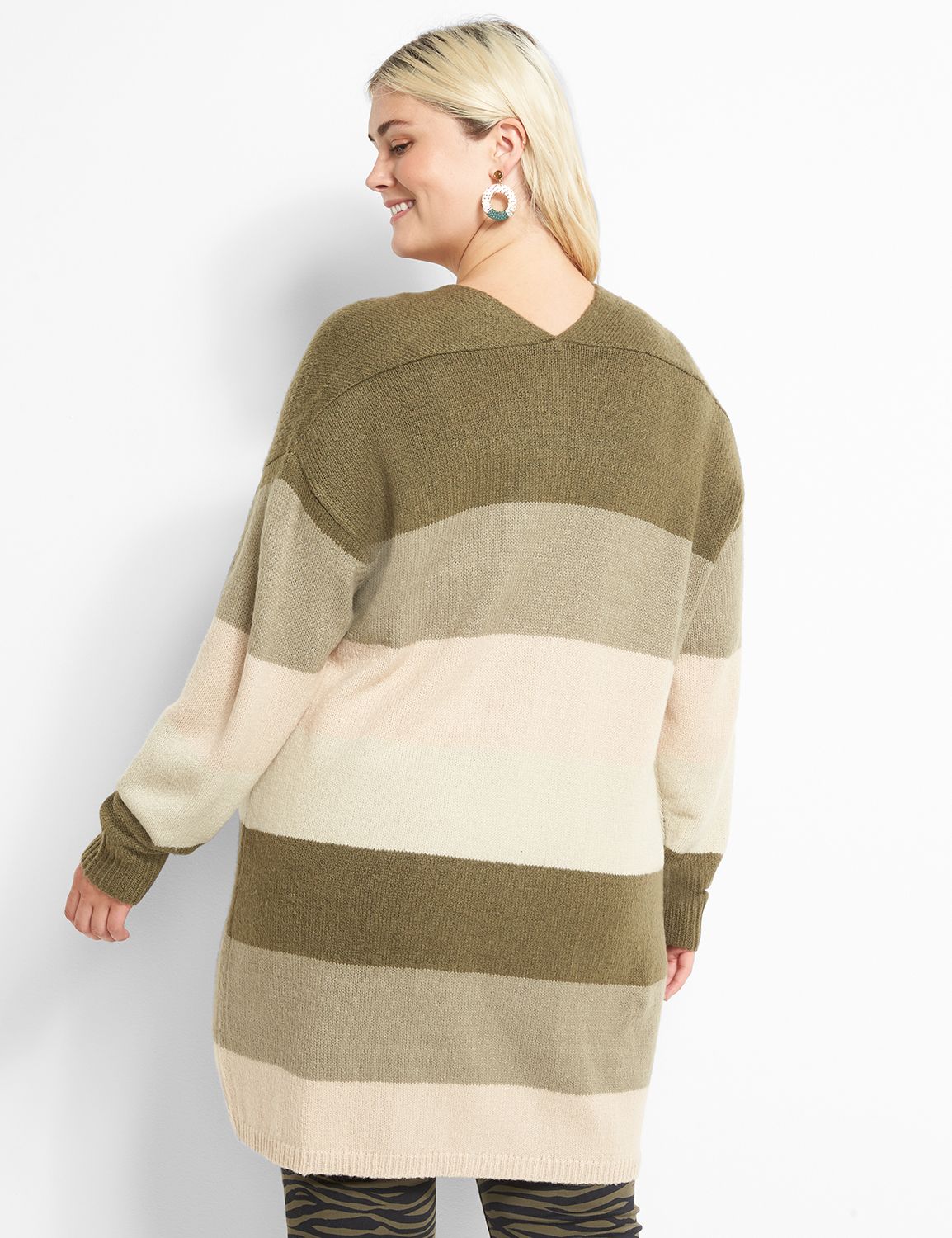 Blocked-Stripe Open Cardigan Product Image 2