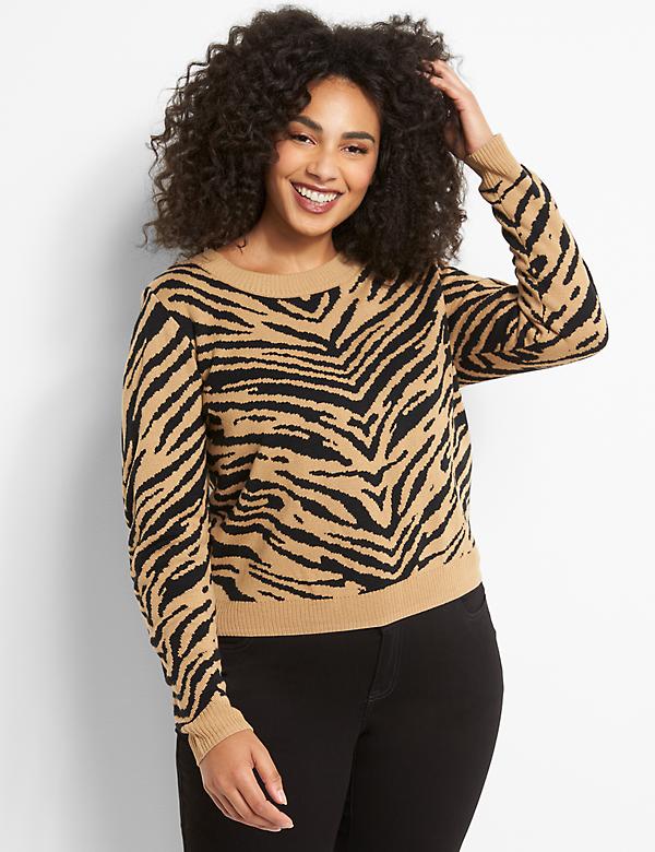 Tiger Print Cropped Sweater