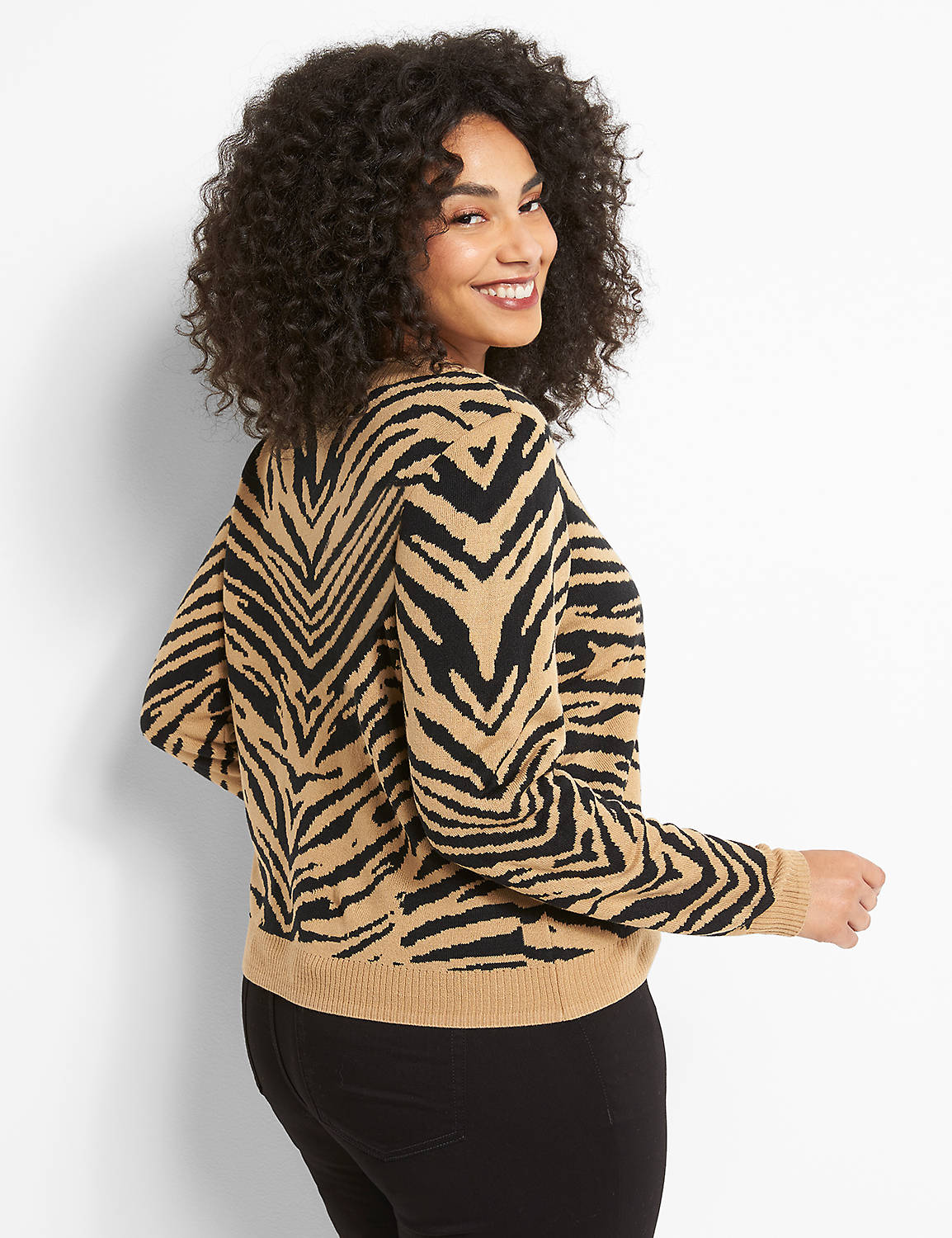 Tiger Print Cropped Sweater Product Image 2