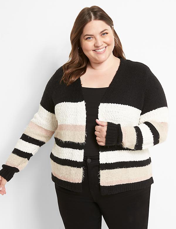Multi-Yarn Striped Cardigan
