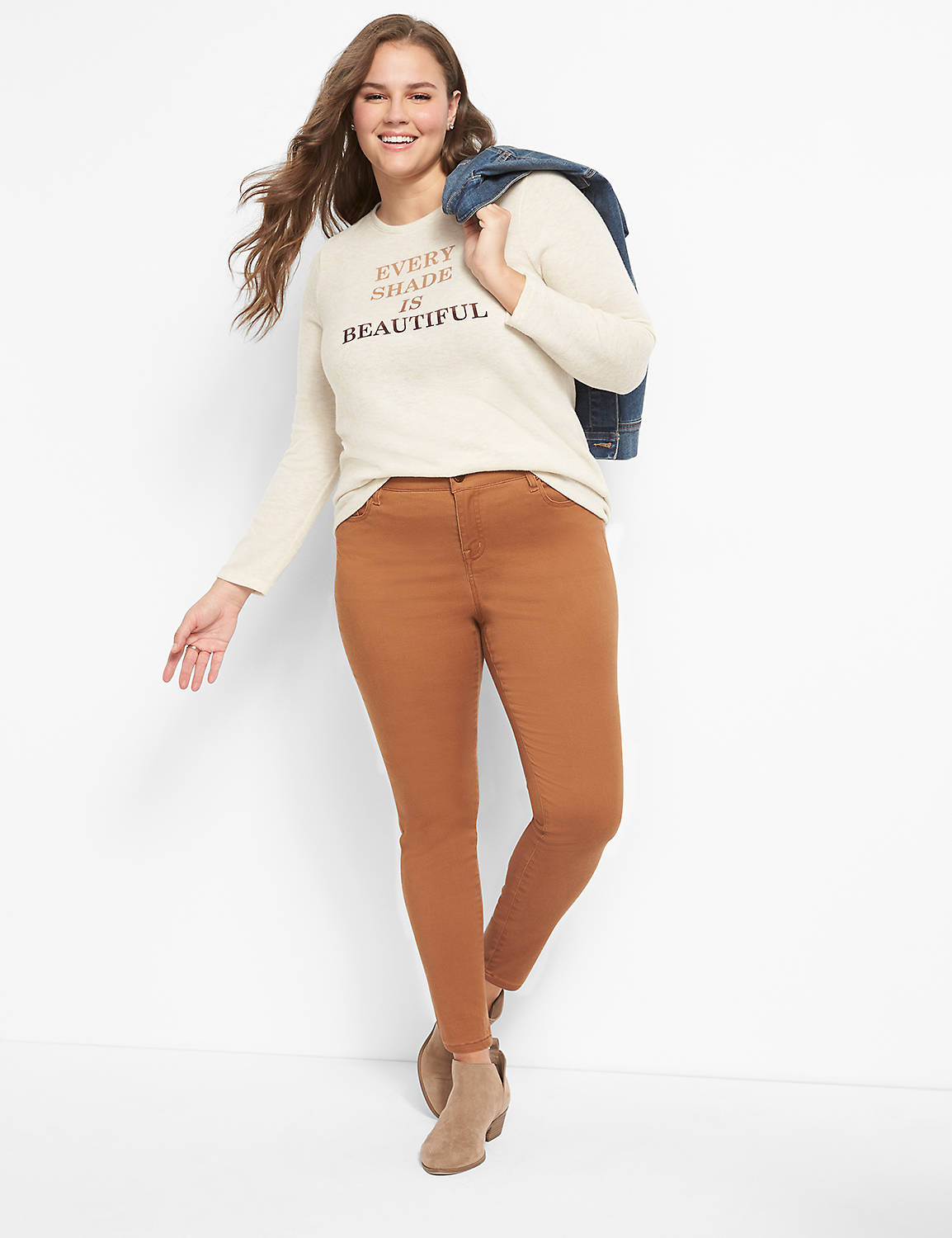 Long Sleeve Crew Neck Pullover Graphic: Every Shade Is Beautiful 1123324:Light Heather Oatmeal:34/36 Product Image 3
