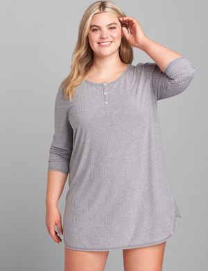 Ribbed Henley Sleepshirt