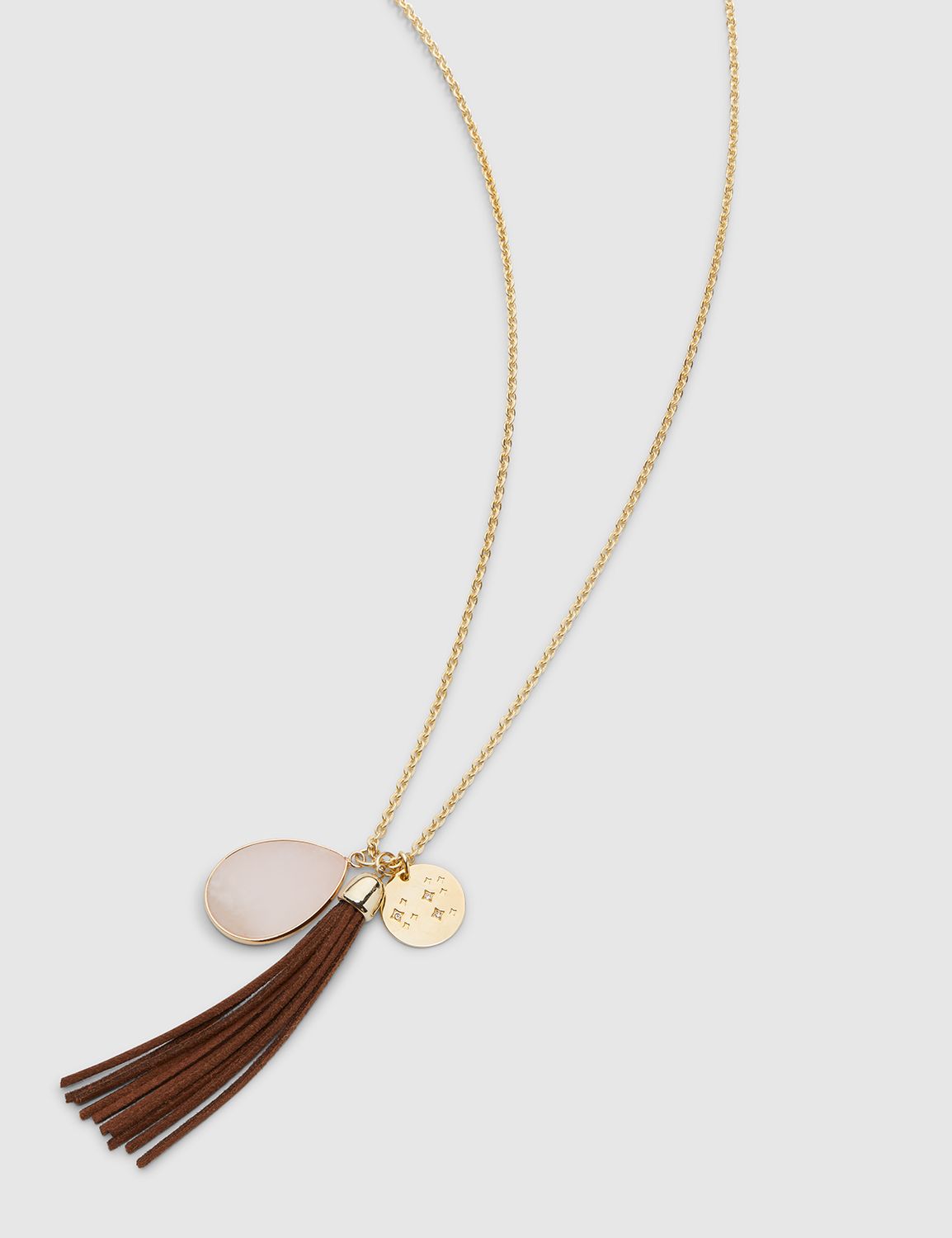 Fabric Tassel With Stone Necklace Product Image 1