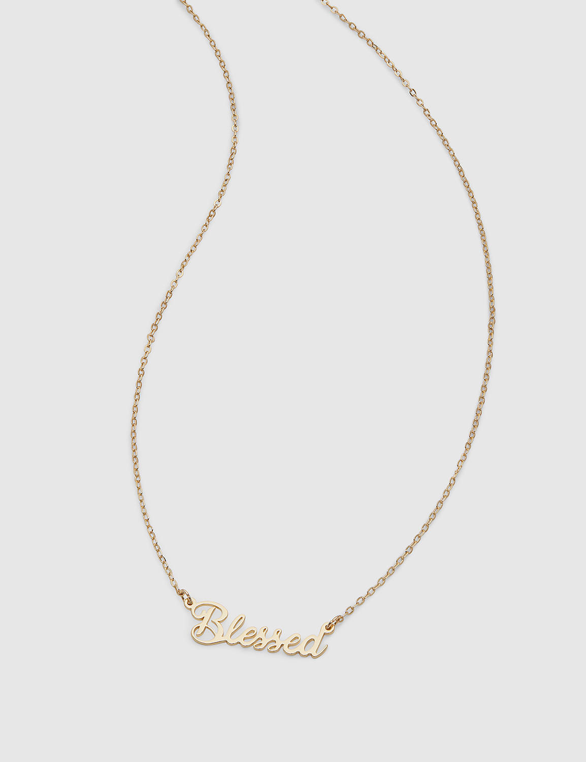 Blessed Script Necklace:Gold Tone:ONESZ Product Image 1