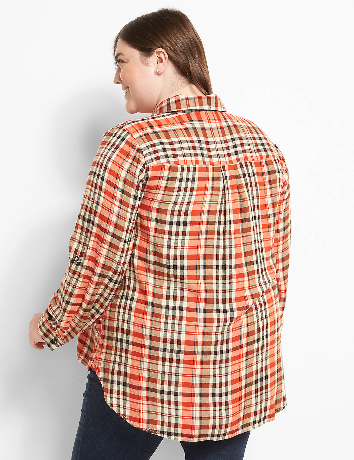 No-Peek Plaid Boyfriend Shirt Product Image 2