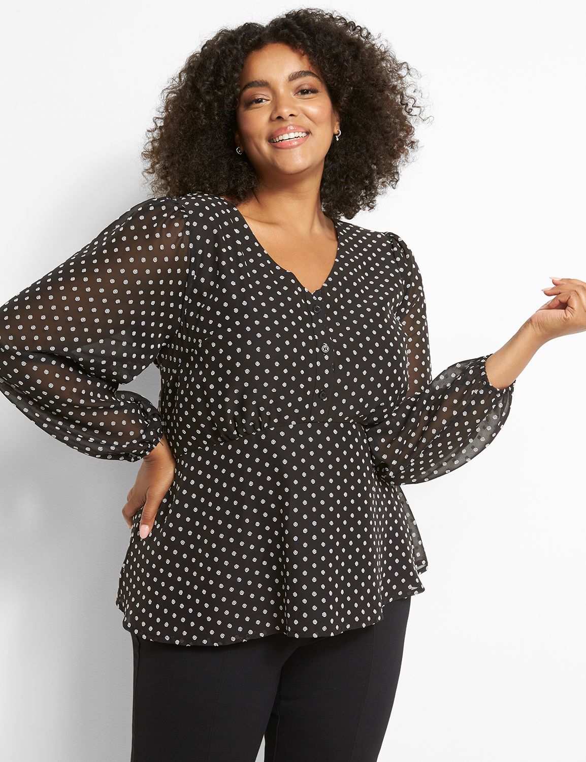 Babydoll Top With Button-Front Detail Product Image 1