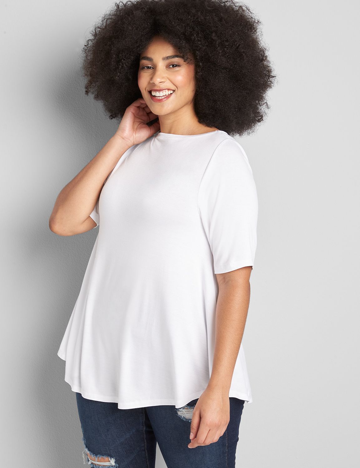 Eileen Fisher Plus Size Organic Cotton Elbow-Sleeve T-Shirt, 53% OFF