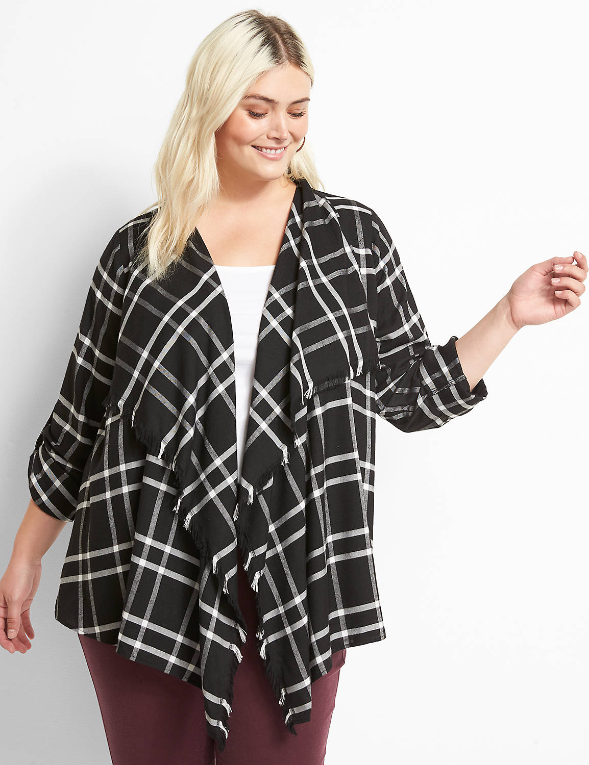 Roll-Tab Plaid Overpiece Product Image 1