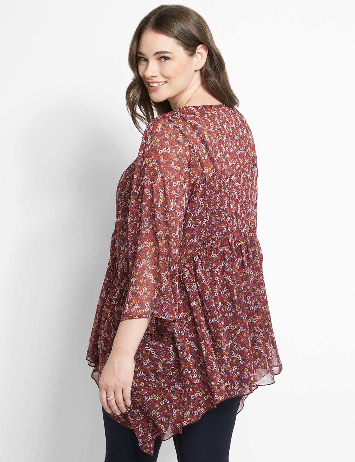 Flowy Button-Front Babydoll Blouse Product Image 2