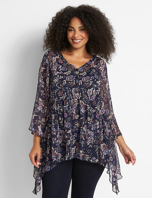 Flowy Button-Front Babydoll Blouse