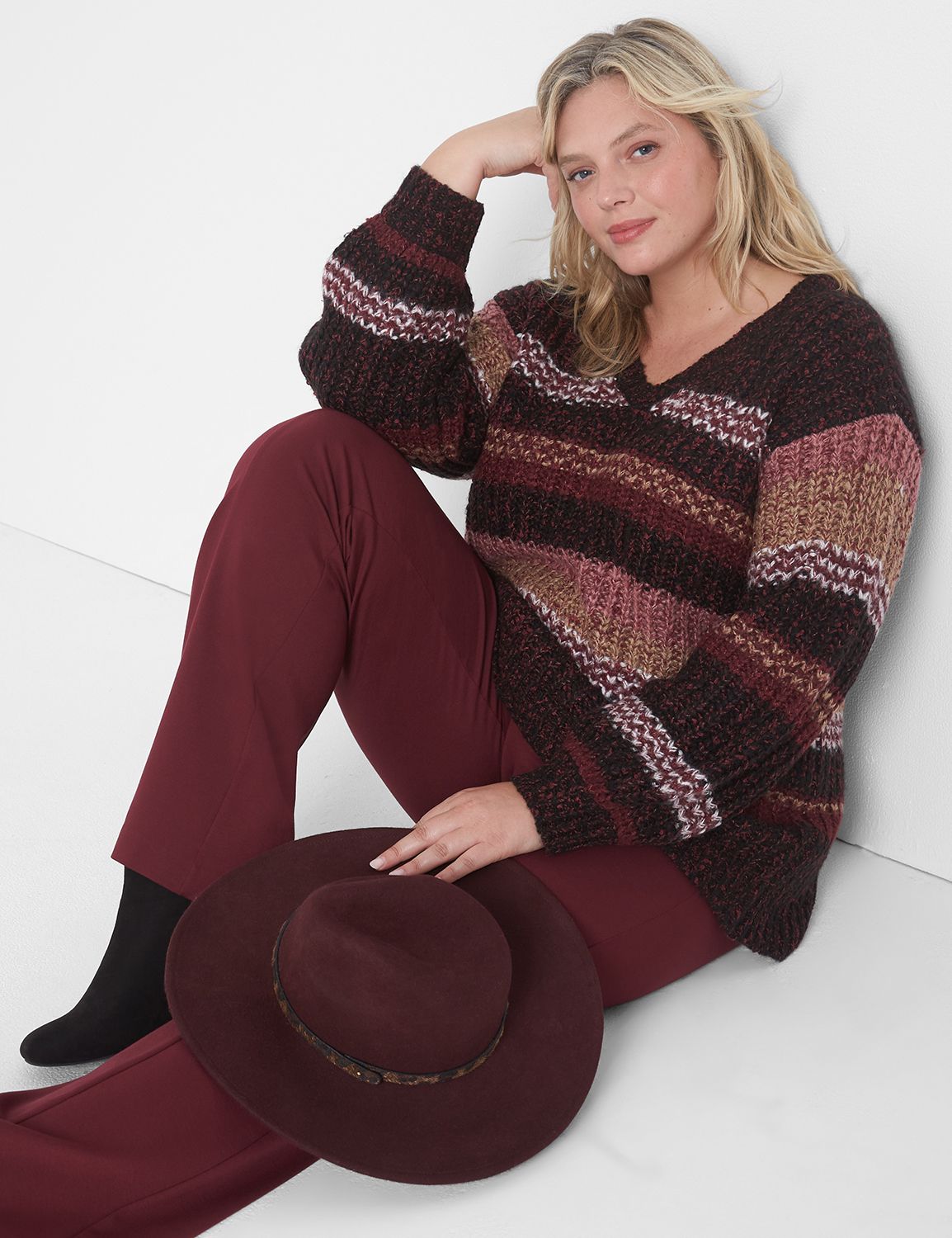 Printed V-neck Pullover Long-sleeved Loose Dress