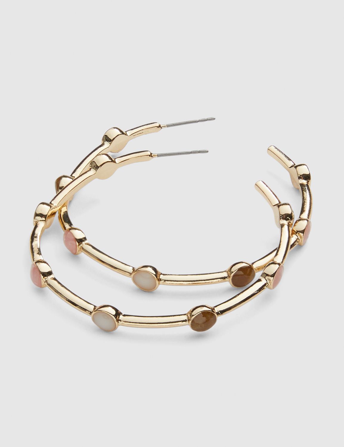 Stone Inlay Hoop Earrings Product Image 1