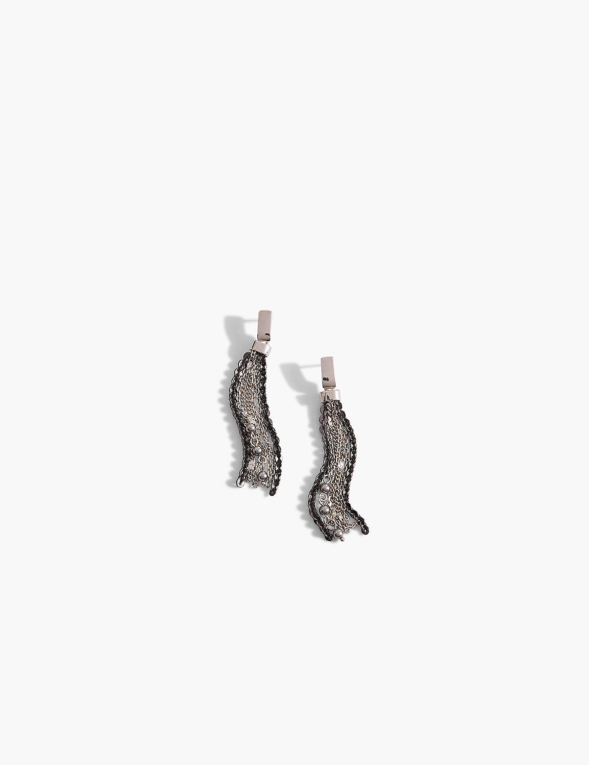 MIXED CHAIN TASSEL EARRING:Mixed Metal:ONESZ Product Image 1