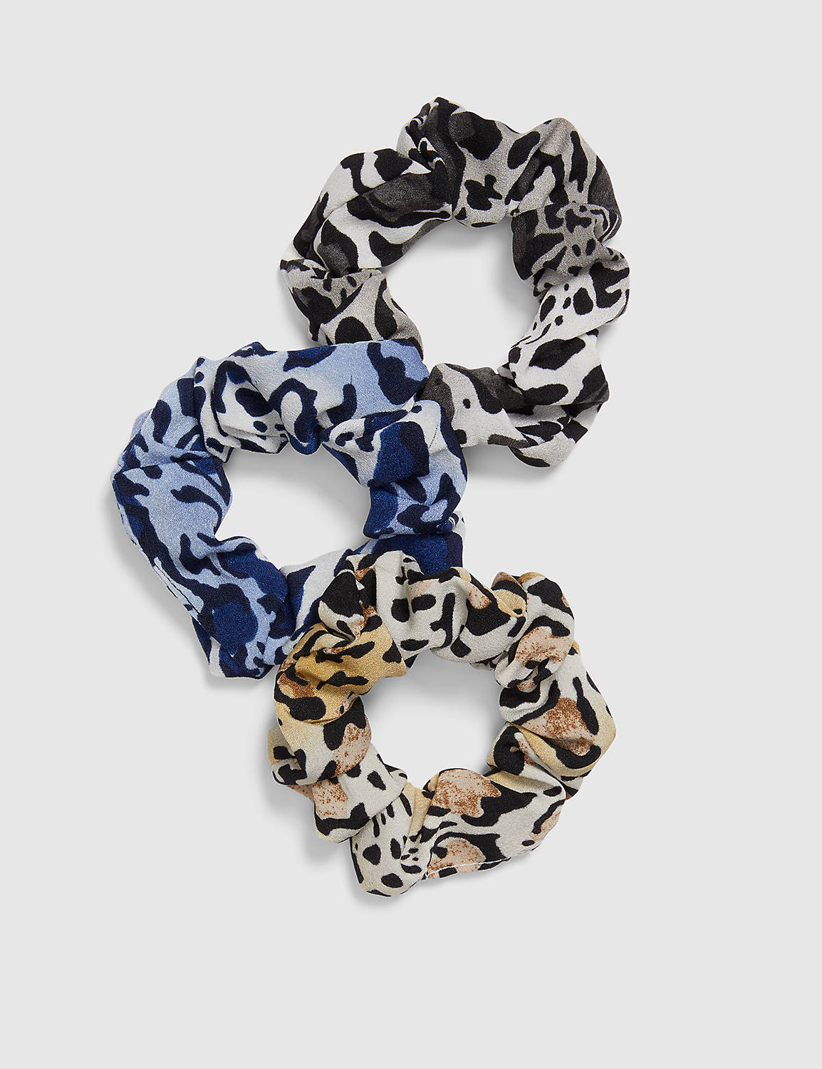 MIXED LEOPARD SCRUNCHIE 3 PACK:LBF21084SnowLeopard_C1:ONESZ Product Image 1