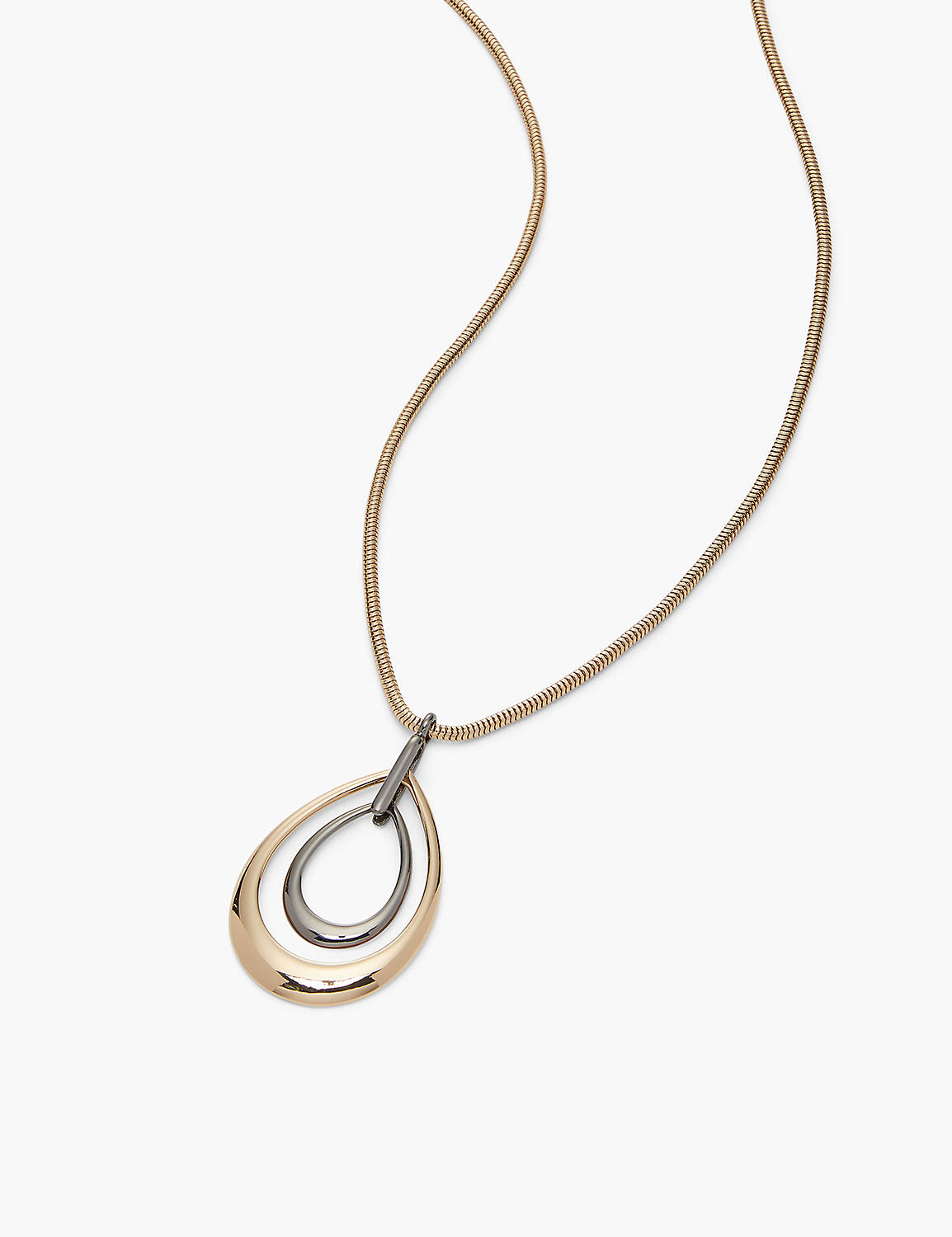 Mixed-Metal Teardrop Pendant Necklace Product Image 1