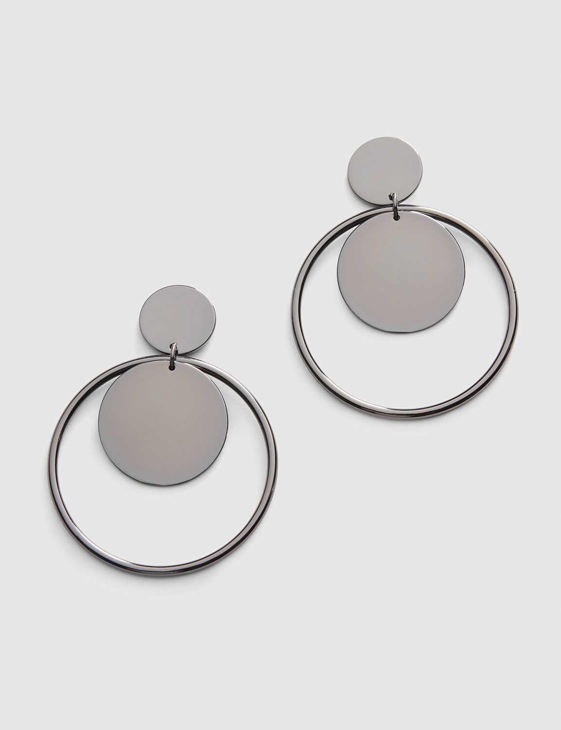 CIRCLE DROP EARRING:Hematite LB 2498:ONESZ Product Image 1