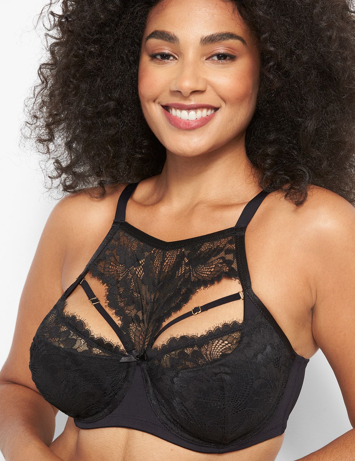 Cacique + High-Neck French Balconette Bra With Scalloped Lace