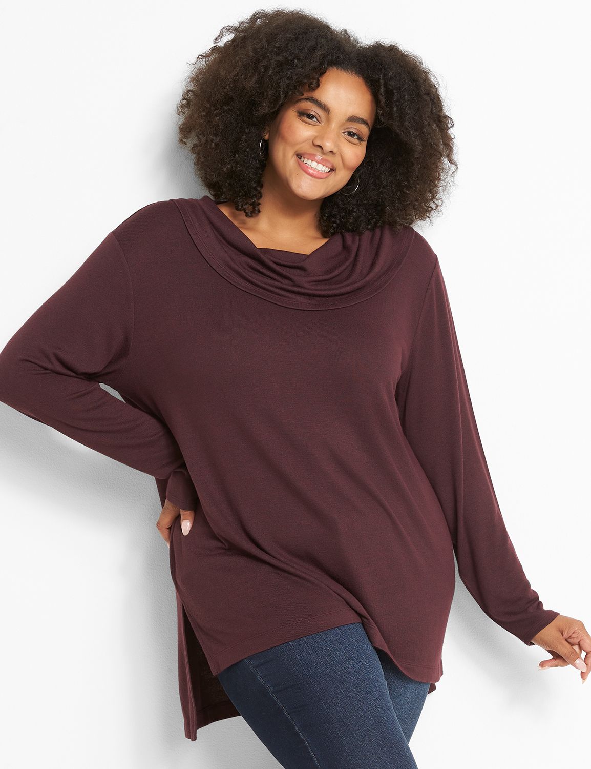 Cowl-Neck Hacci Top Product Image 1
