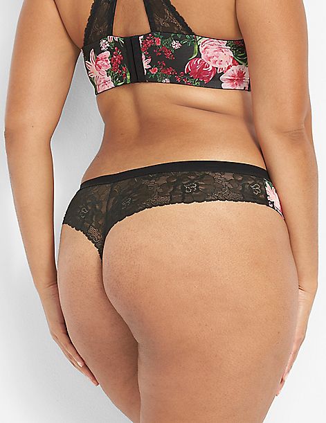 No-Show Thong With Lace Back