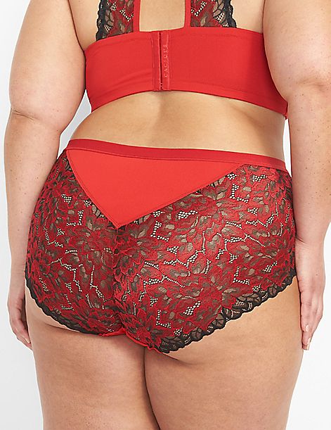 No-Show Full Brief Panty With Layered Lace Back 