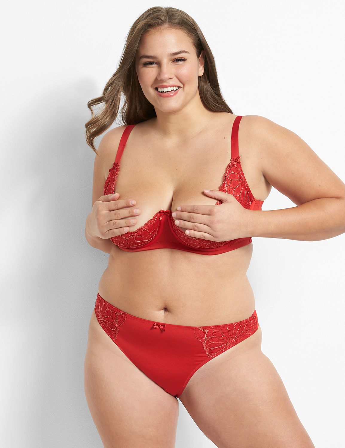 Cacique, Intimates & Sleepwear, Cacique Lane Bryant Quarter Cup Bra 4ddd  Cradle And Front Strap Lace Black Red