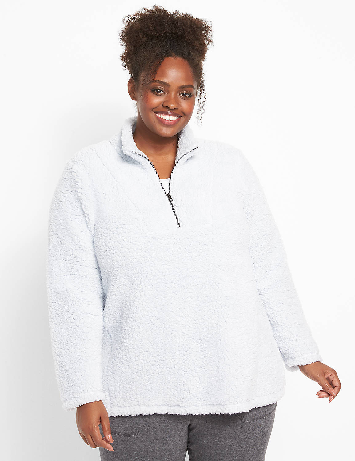 Long Sleeve 1/2 Zip Sherpa Pullover F 1123913:PANTONE Arctic Ice:18/20 Product Image 1