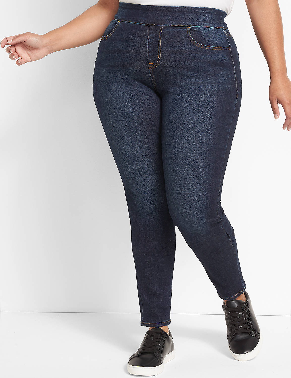 High-Rise Cozy Pull-On Jegging - Dark Wash Product Image 1