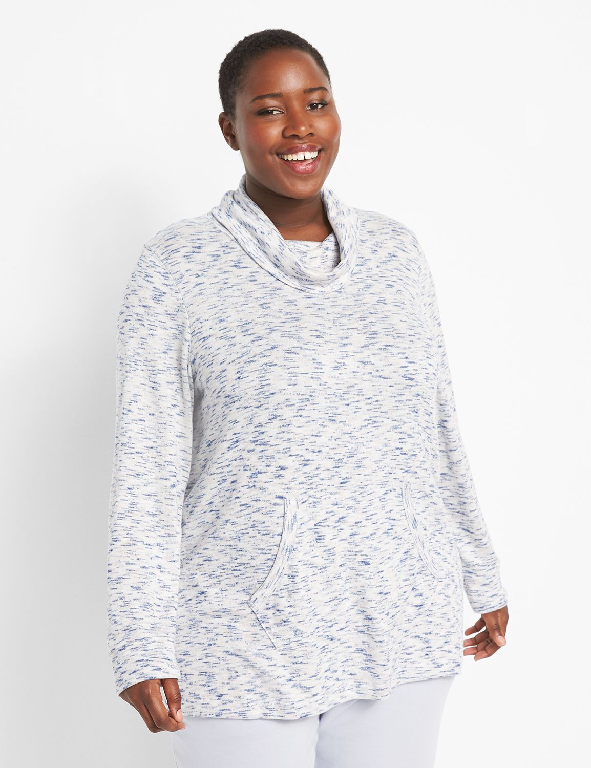 Long Sleeve Cowl Space Dye Pullover F 1123914:Ivory Rose CSI 1200318:14/16 Product Image 1