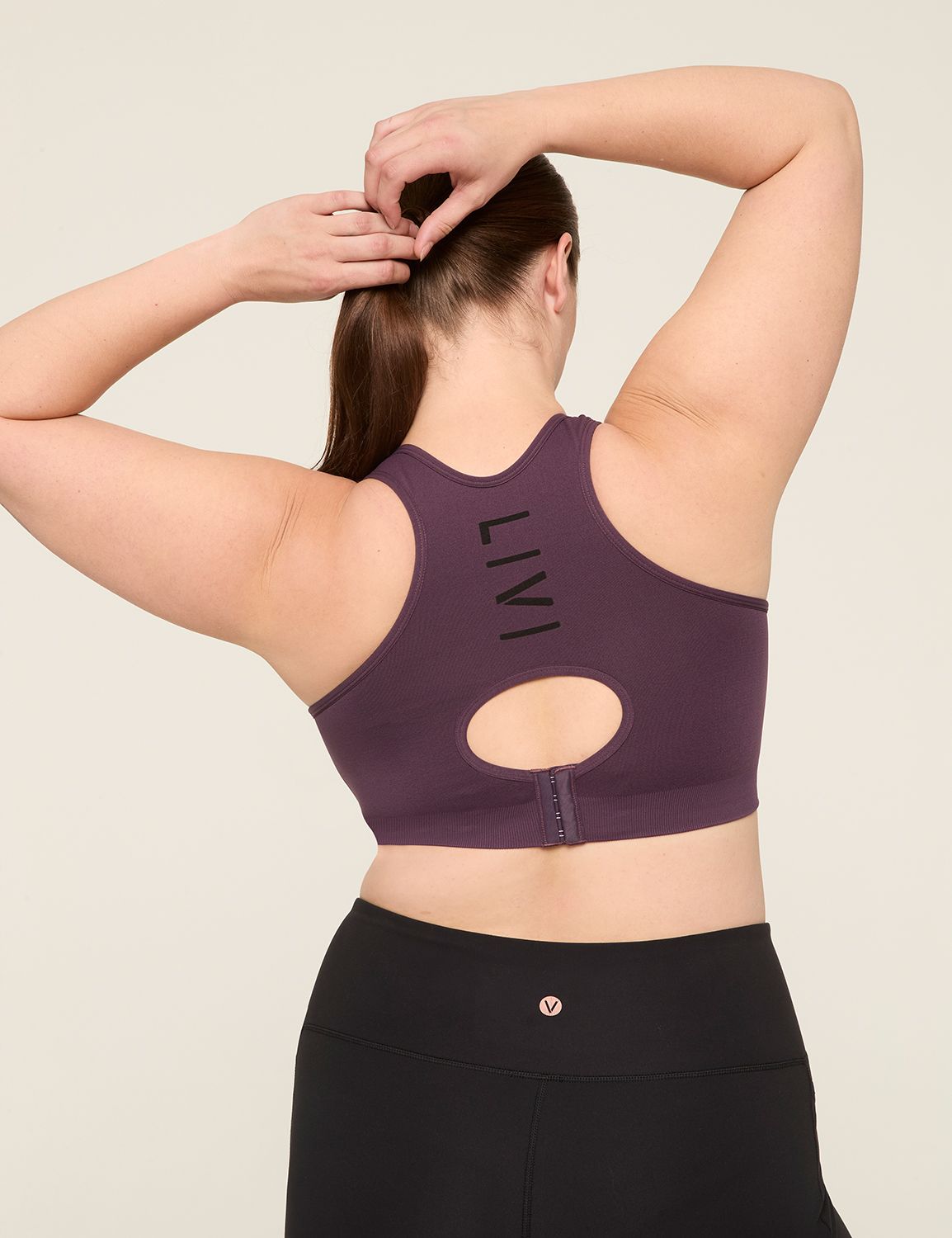 1119384 Zoned Seamless MARL Contrast Sport Bra:PANTONE Deep
