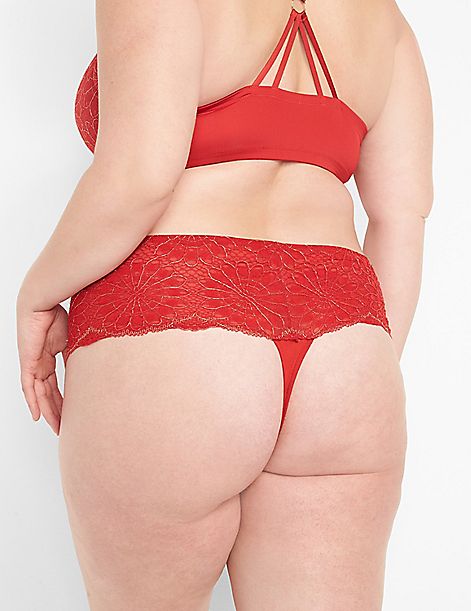 Metallic Lace Wide-Side Thong 
