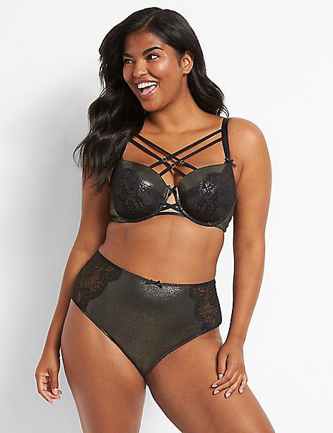 Mid-Waist Strappy-Back Foil Cheeky Panty