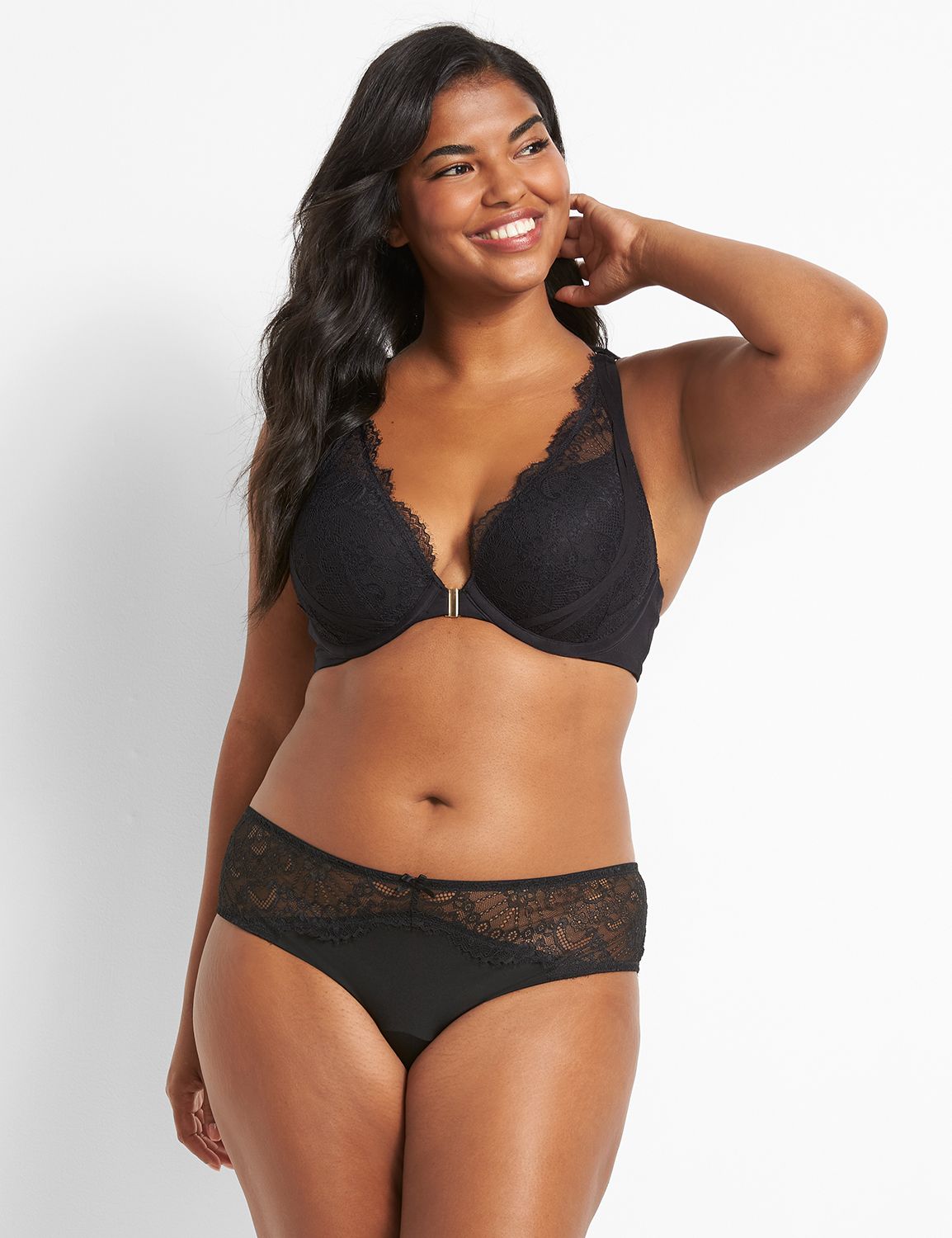 NWT Lane Bryant Cacique Wide Side Thong W/ Lace Plus Panties Dark Gray  18/20 