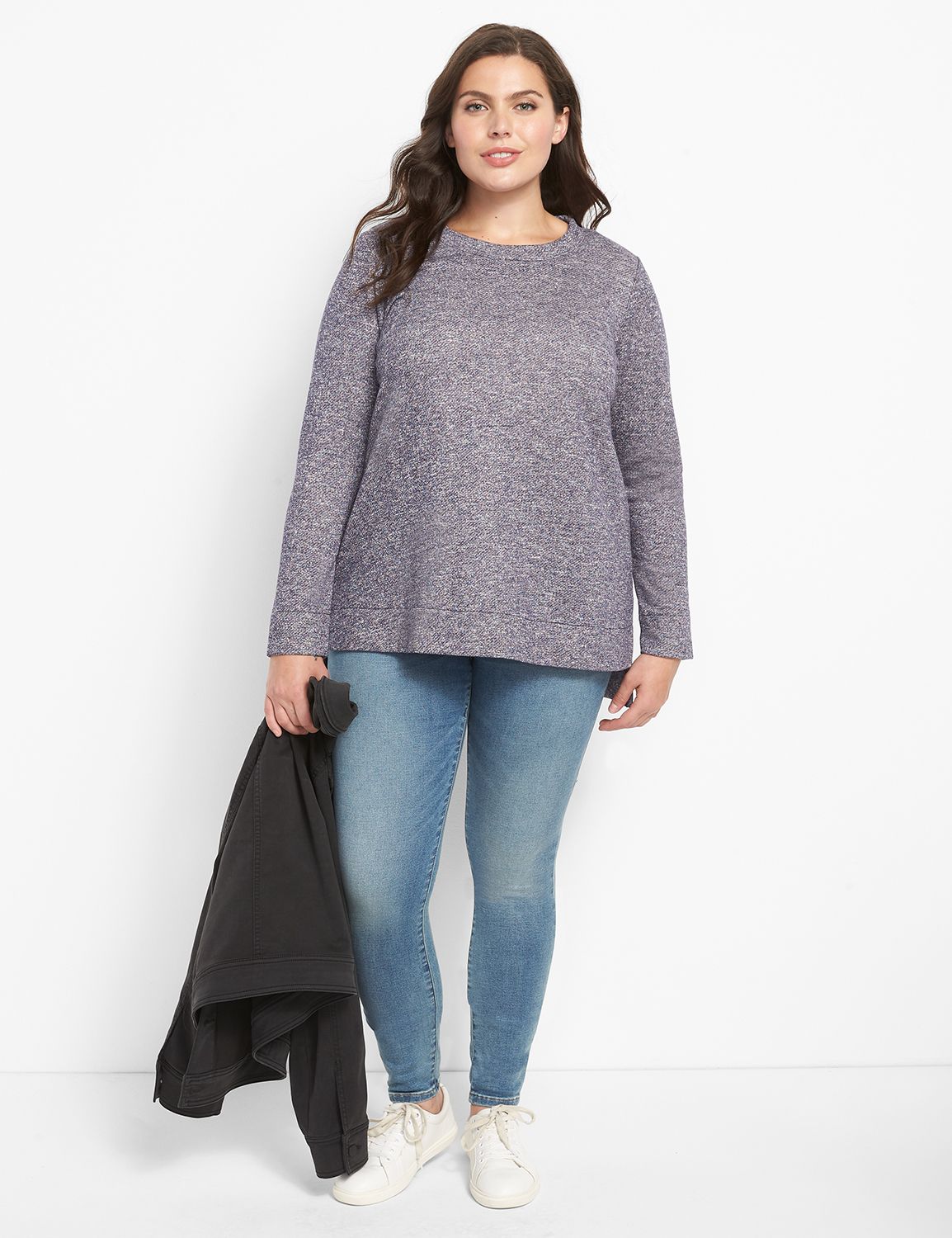 Long Sleeve Crew Neck Sweatshirt In Rainbow Sparkle French Terry 1123599:Multi:22/24 Product Image 3