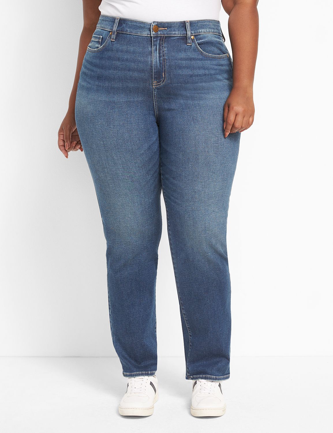 HIGH RISE INFINITE STRETCH STRAIGHT - CHARLOTTE WASH 1123581:Medium Denim:10/12 Product Image 1