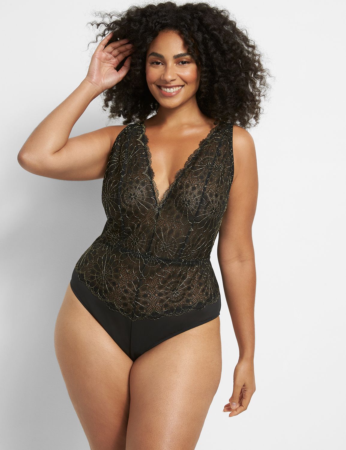 Lane Bryant on X: This #Cacique metallic lace bodysuit is even prettier up  close.   / X