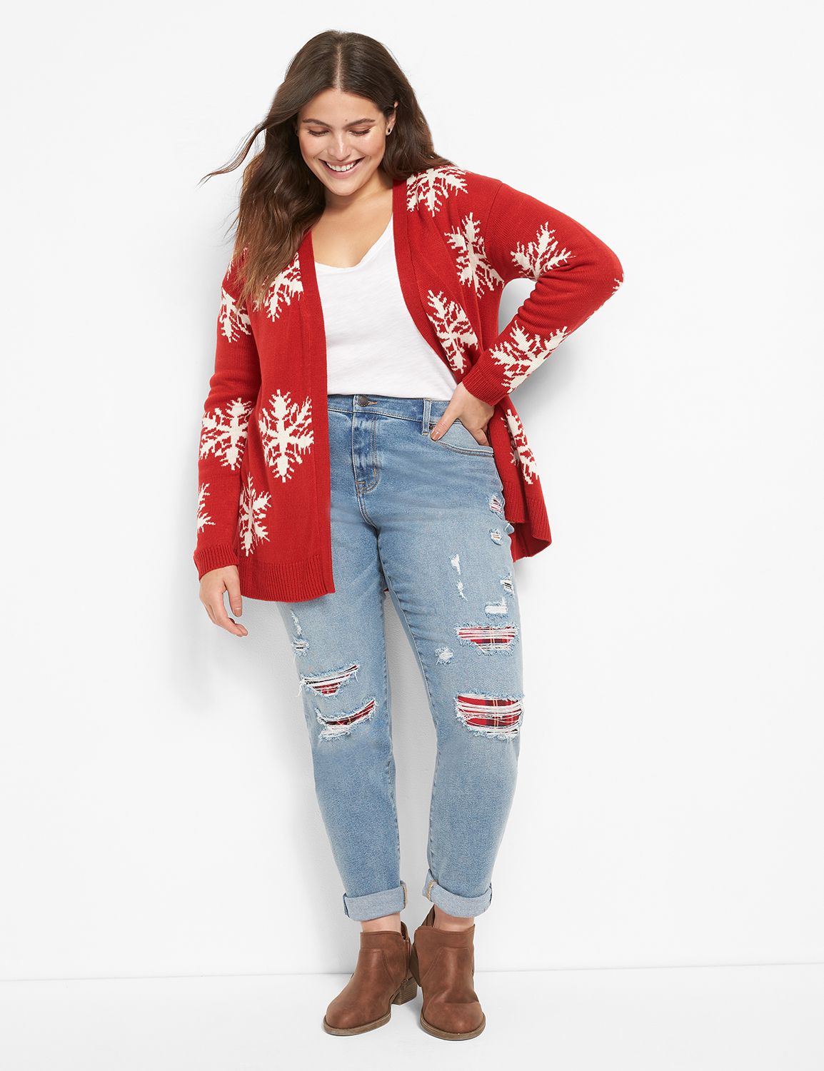 Signature Fit Boyfriend Jean - Destructed Plaid-Backed Medium Wash Product Image 3
