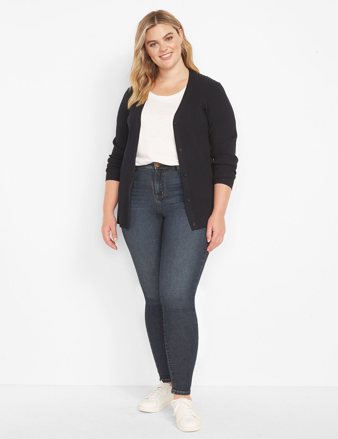 Plus Size High Rise Lace-Up Detail Skinny Jeans