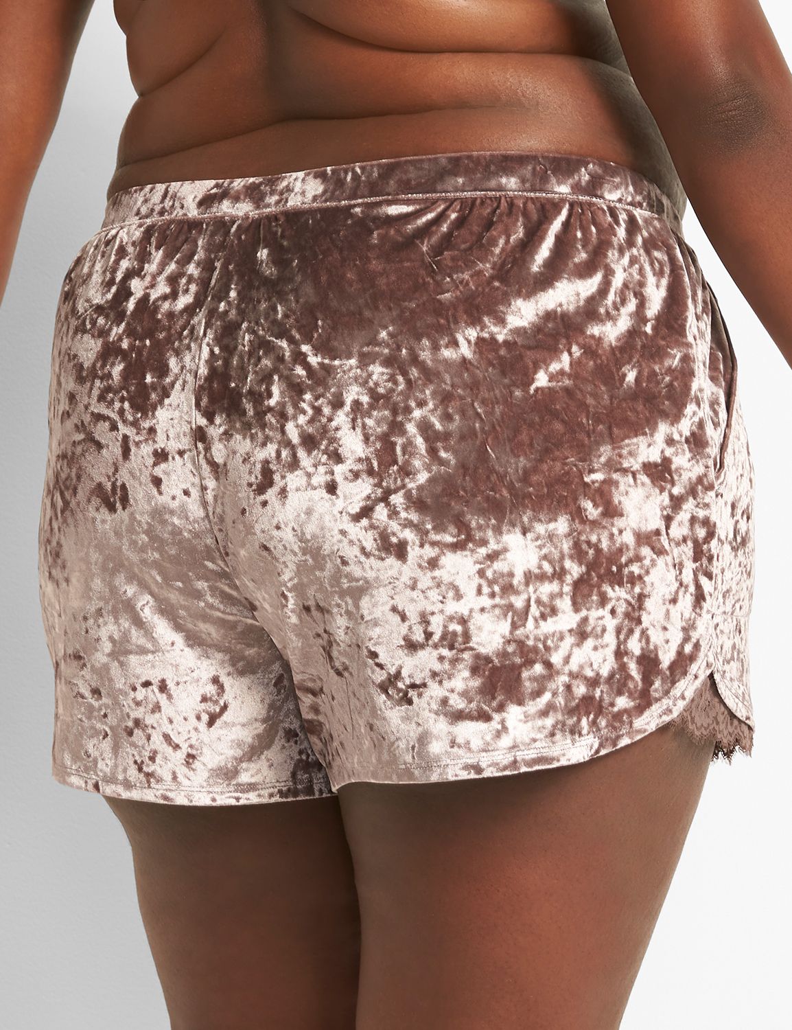 Lace Trim Velvet Shorts