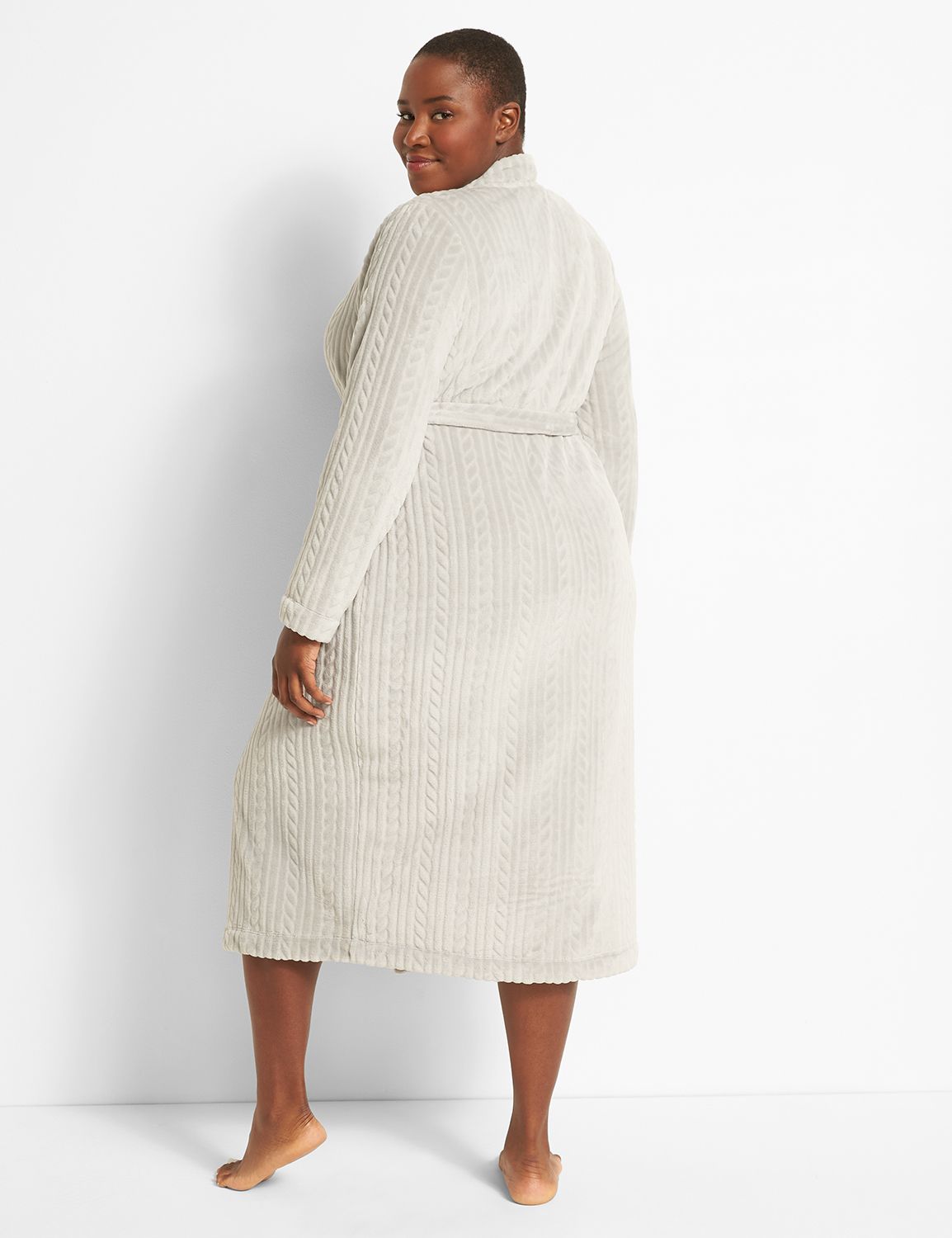 Fleece Cable Knit Robe 1122676 LaneBryant