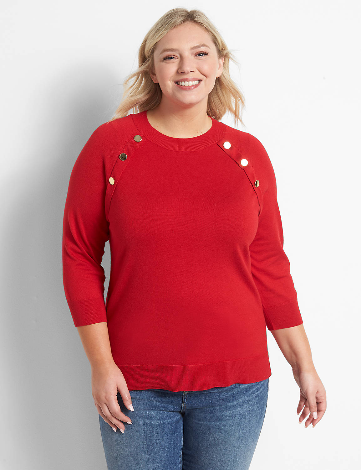 Raglan-Sleeve Sweater With Button Detail Product Image 1