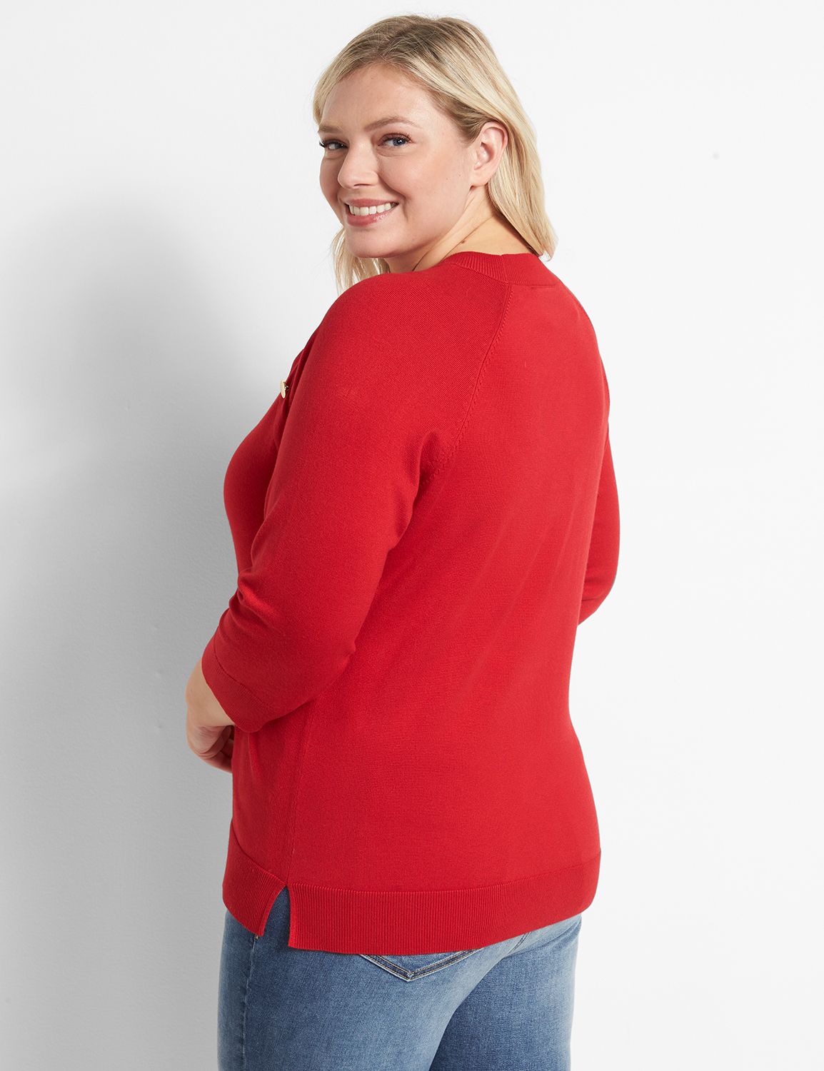 Raglan-Sleeve Sweater With Button Detail Product Image 2